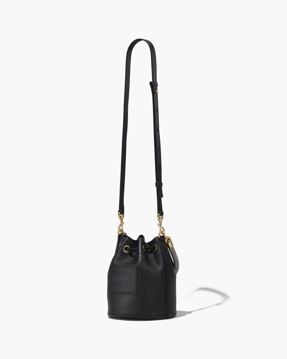 Marc Jacobs The Leather Bucket Bag Black | YUJOQL218