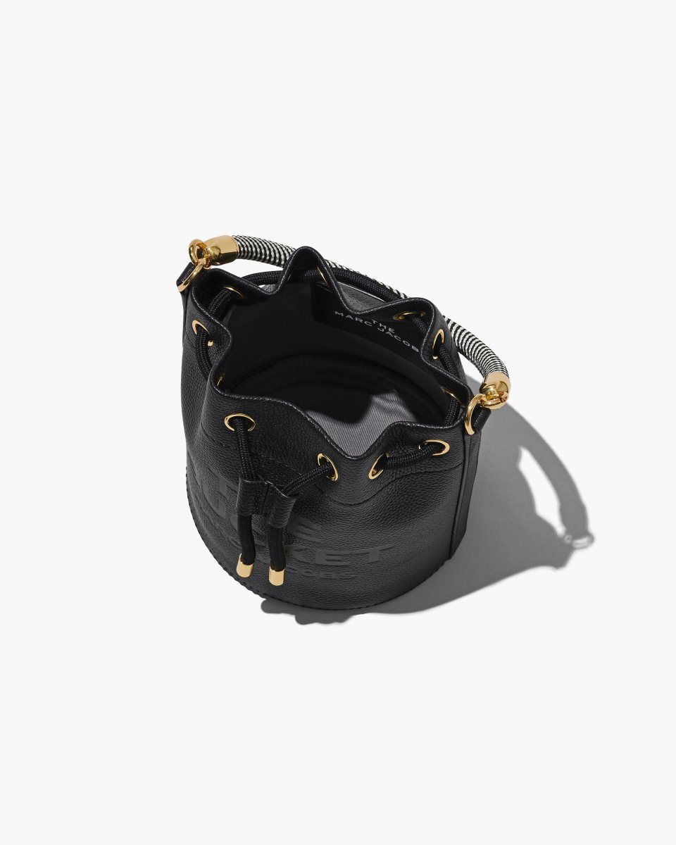 Marc Jacobs The Leather Bucket Bag Black | YUJOQL218