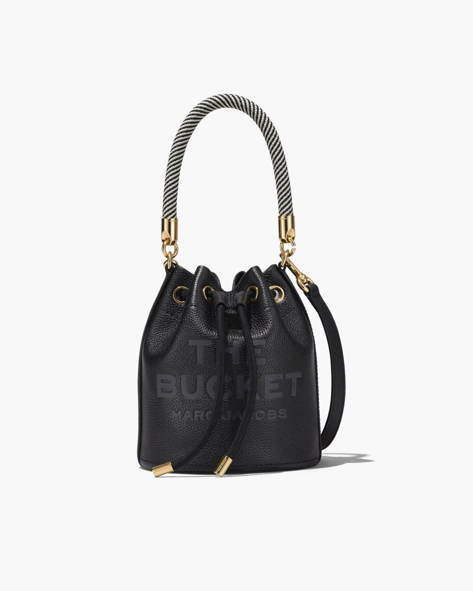 Marc Jacobs The Leather Bucket Bag Black | YUJOQL218