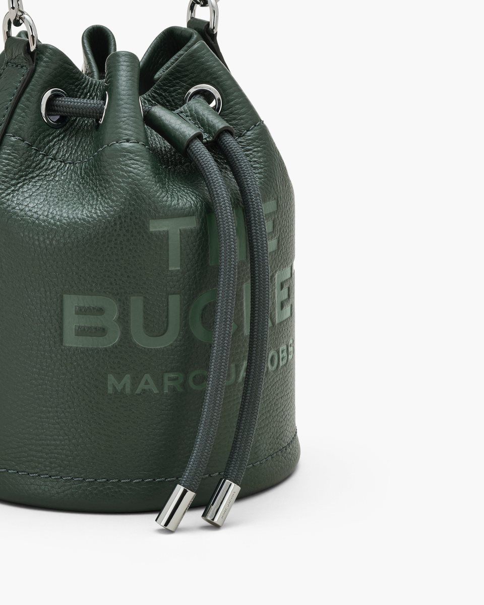 Marc Jacobs The Leather Bucket Bag Dark Green | LKQMBY238