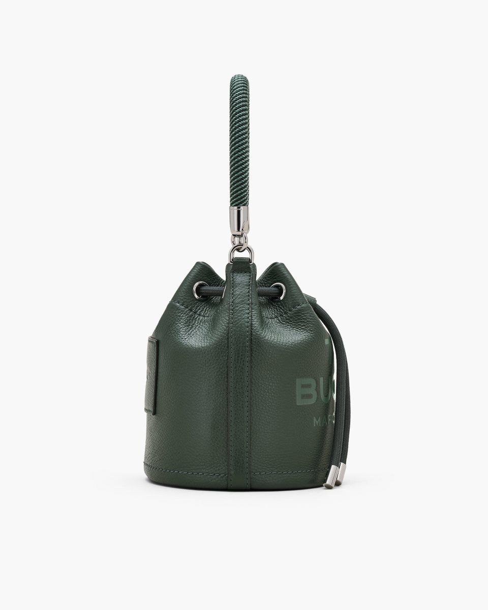 Marc Jacobs The Leather Bucket Bag Dark Green | LKQMBY238