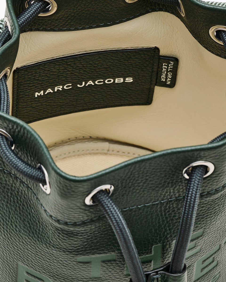 Marc Jacobs The Leather Bucket Bag Dark Green | LKQMBY238