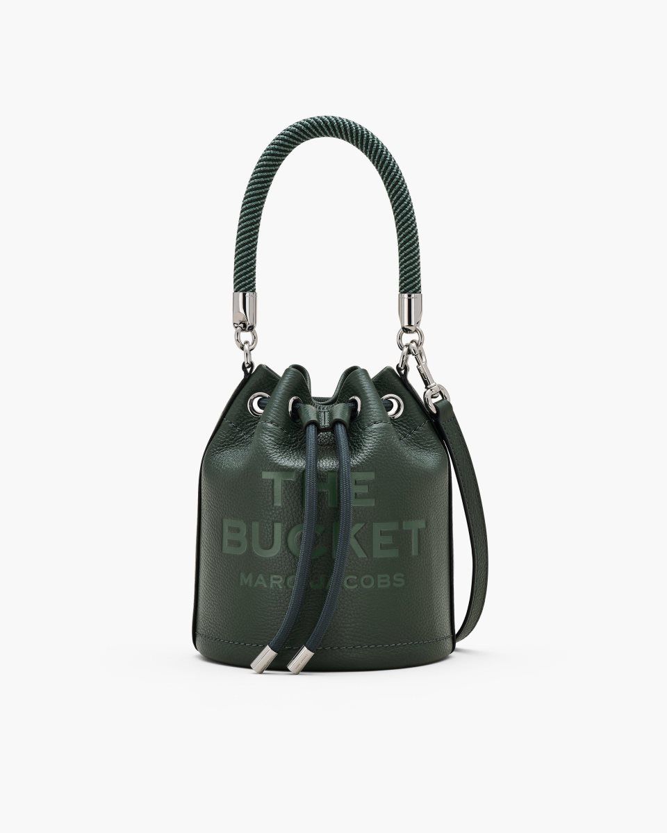 Marc Jacobs The Leather Bucket Bag Dark Green | LKQMBY238