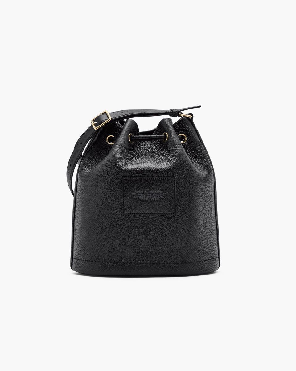 Marc Jacobs The Leather Large Bucket Bag Black | MWXODZ206