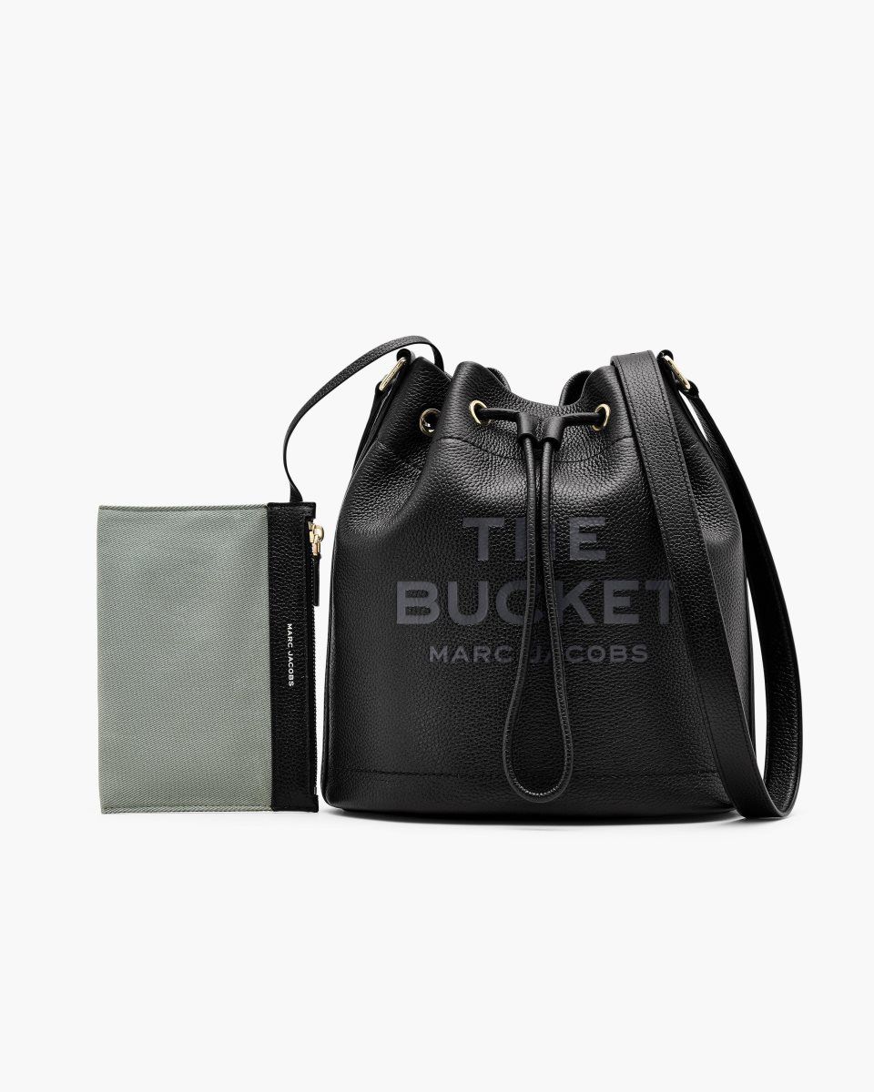 Marc Jacobs The Leather Large Bucket Bag Black | MWXODZ206