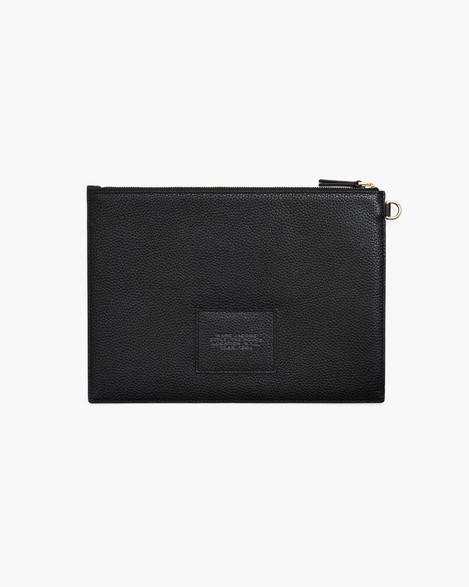 Marc Jacobs The Leather Large Pouch Black | YZLCSI486