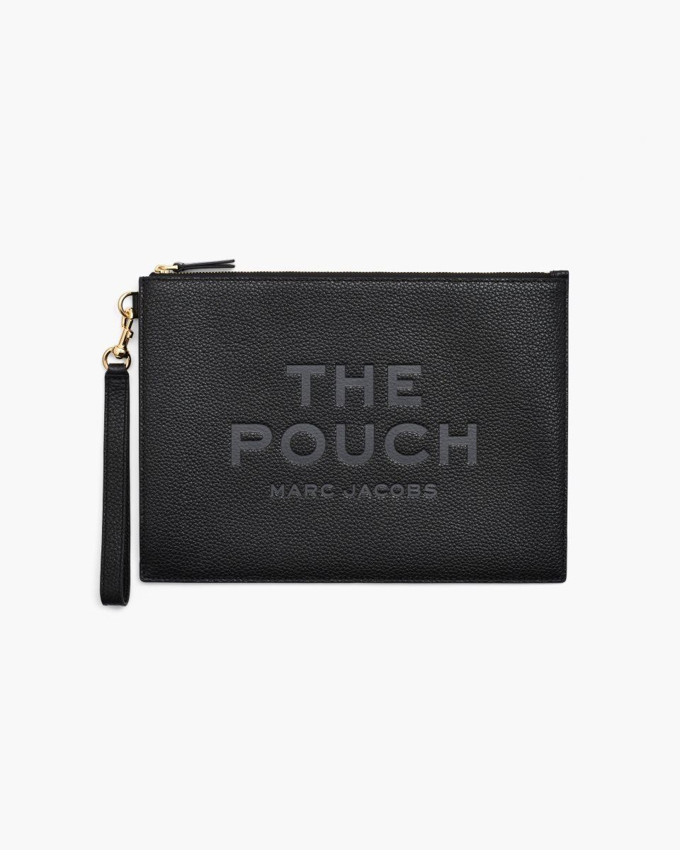 Marc Jacobs The Leather Large Pouch Black | YZLCSI486