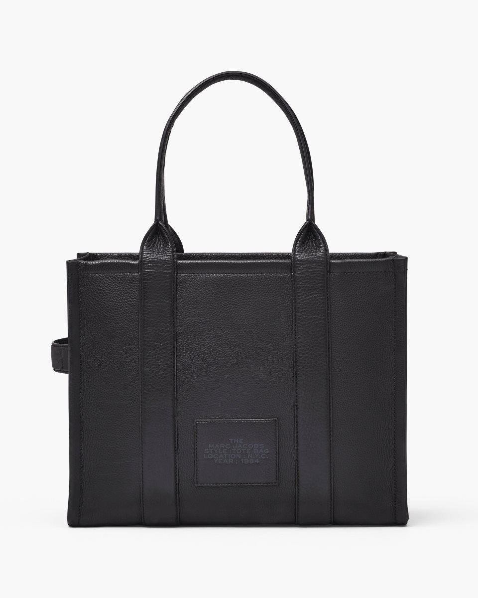 Marc Jacobs The Leather Large Tote Bag Black | MHIZNJ159