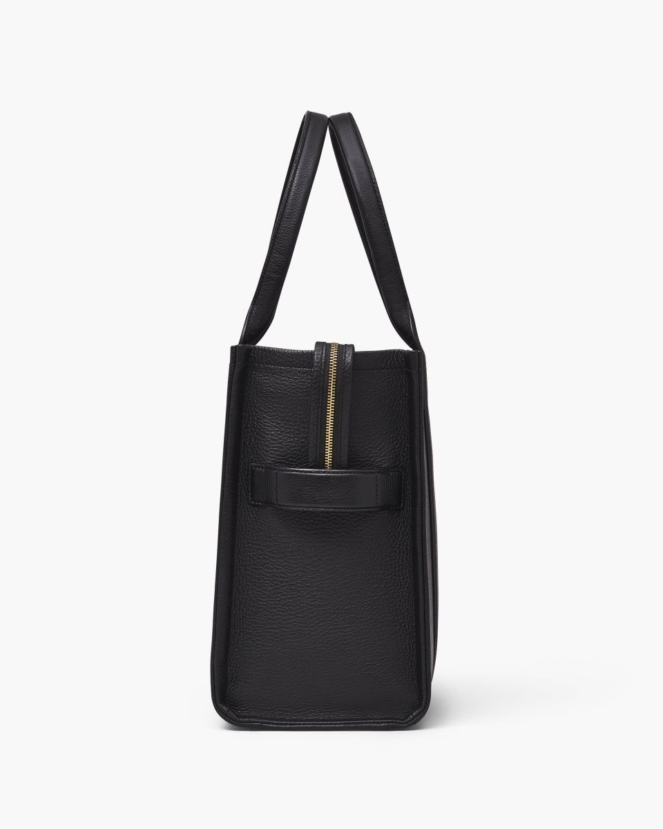 Marc Jacobs The Leather Large Tote Bag Black | MHIZNJ159