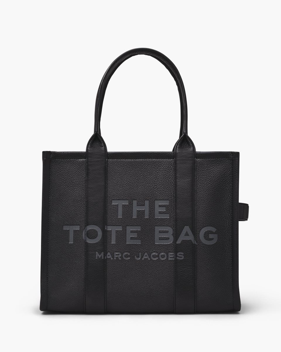 Marc Jacobs The Leather Large Tote Bag Black | MHIZNJ159