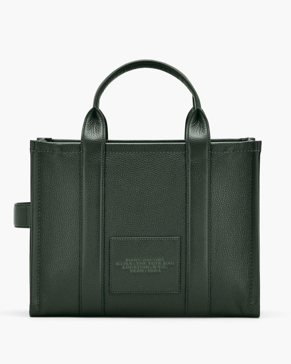 Marc Jacobs The Leather Medium Tote Bag Dark Green | FHCNYK308