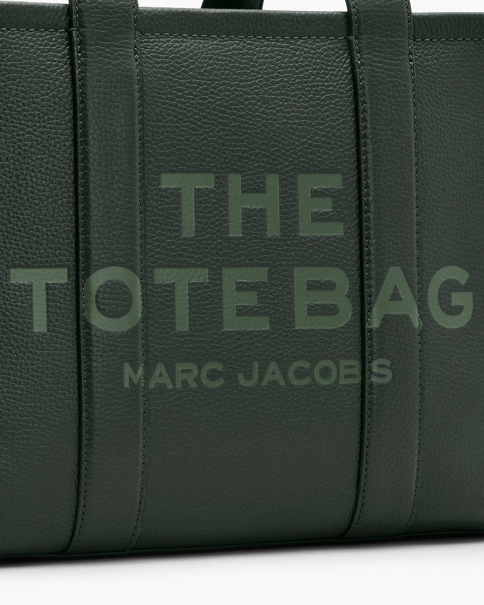 Marc Jacobs The Leather Medium Tote Bag Dark Green | FHCNYK308