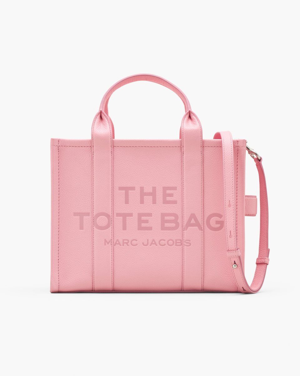 Marc Jacobs The Leather Medium Tote Bag Pink | MZFCVW630