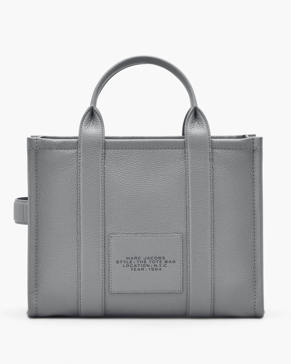 Marc Jacobs The Leather Medium Tote Bag Grey | MZPIGQ683