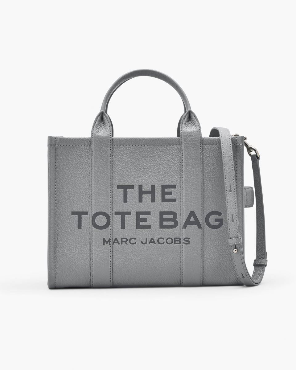 Marc Jacobs The Leather Medium Tote Bag Grey | MZPIGQ683