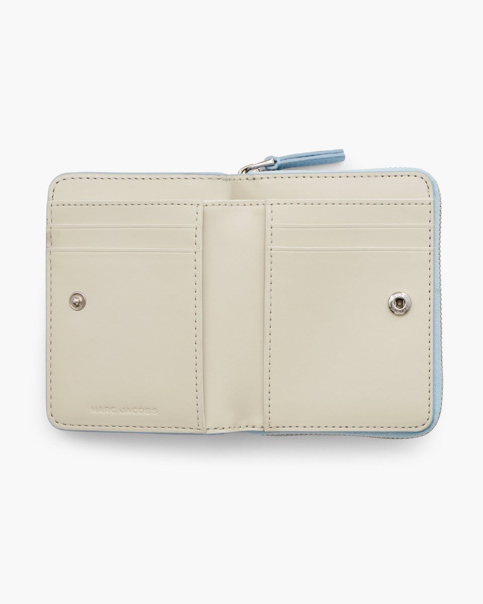 Marc Jacobs The Leather Mini Compact Wallet Blue | NSCEOB549