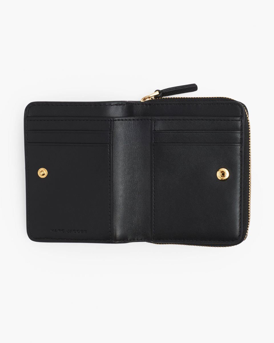 Marc Jacobs The Leather Mini Compact Wallet Black | SGNFOA291