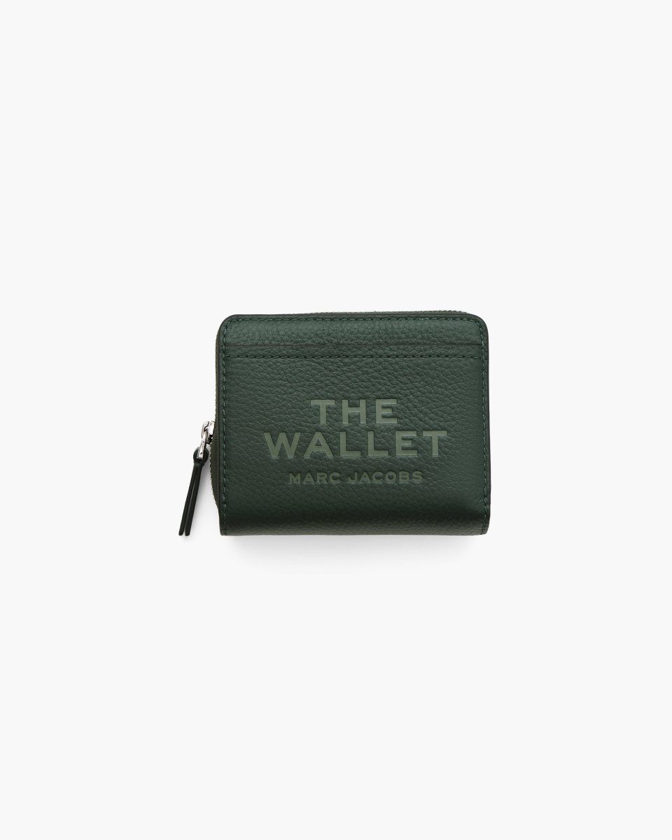 Marc Jacobs The Leather Mini Compact Wallet Dark Green | DICBSR841