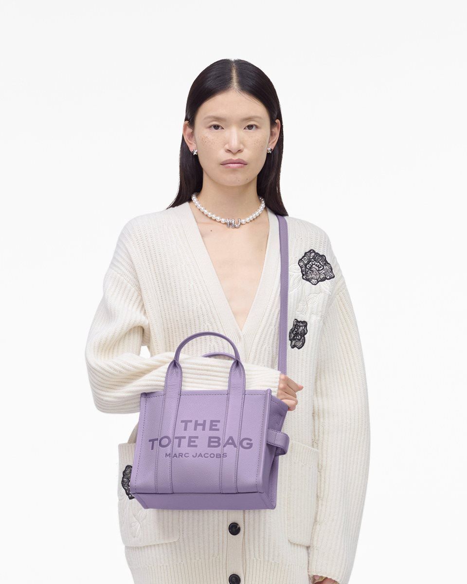 Marc Jacobs The Leather Small Tote Bag Purple | AEWQTO310