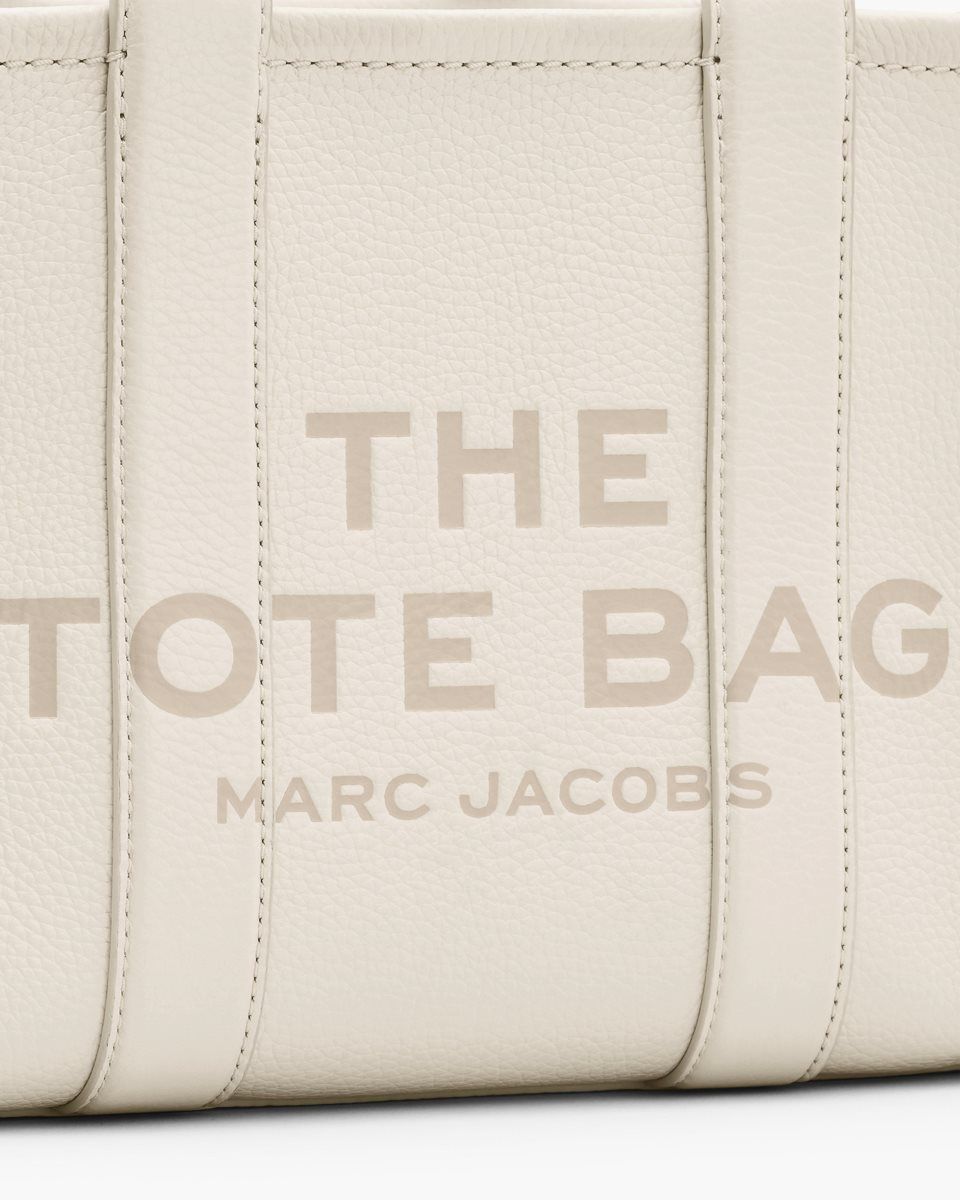 Marc Jacobs The Leather Small Tote Bag Silver | JLQBVN157