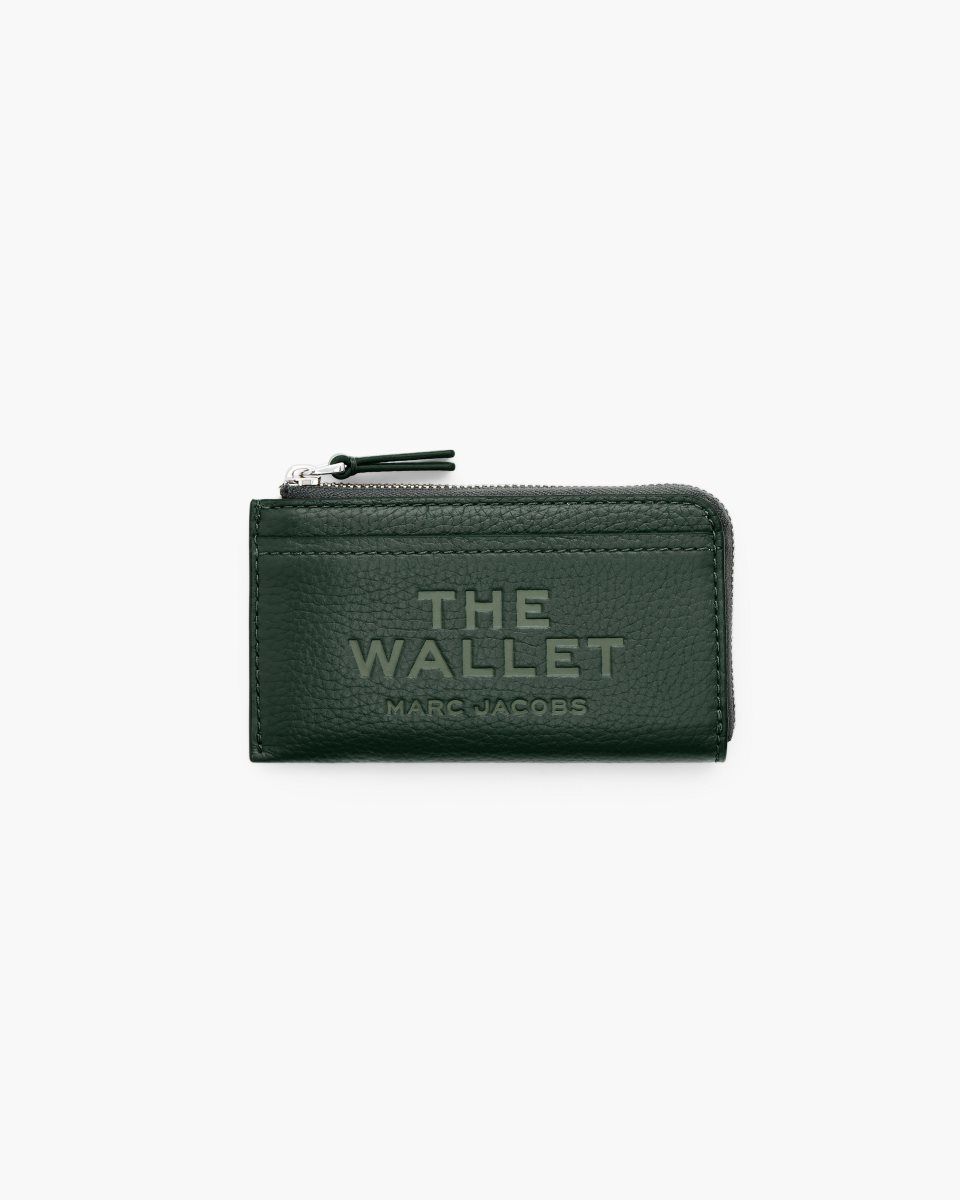 Marc Jacobs The Leather Top Zip Multi Wallet Dark Green | NQDUPV487