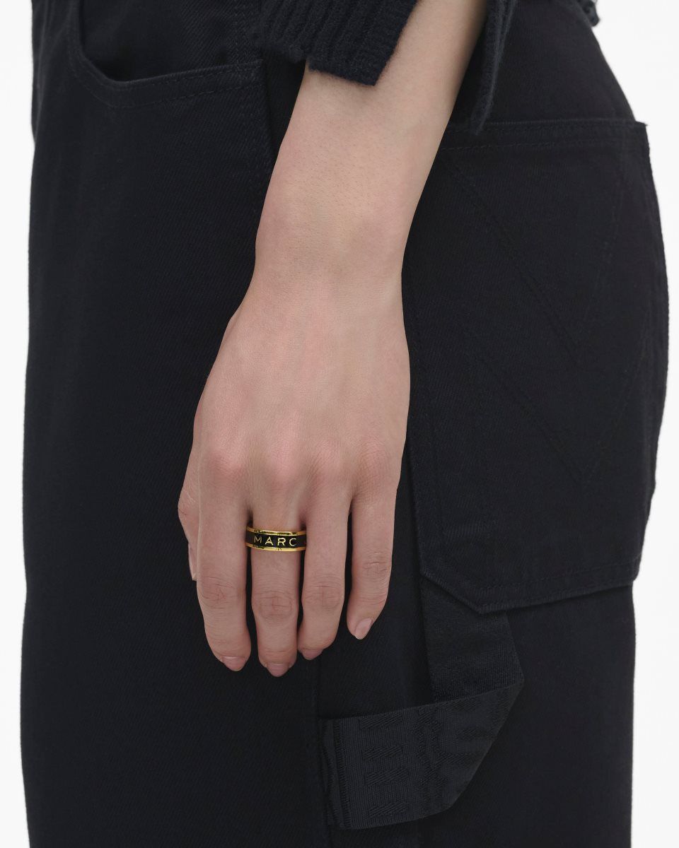 Marc Jacobs The Marc Jacobs Enamel Ring Gold / Black | SQNIMW417