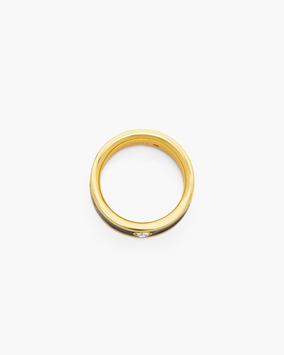 Marc Jacobs The Marc Jacobs Enamel Ring Gold / Black | SQNIMW417