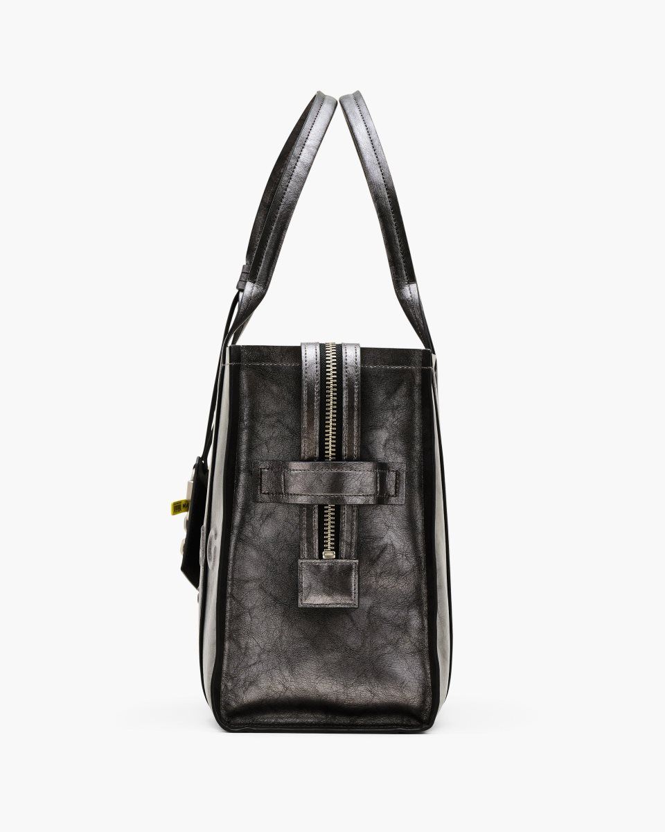 Marc Jacobs The Metallic Distressed Large Tote Bag Dark Grey | BLMZPR698