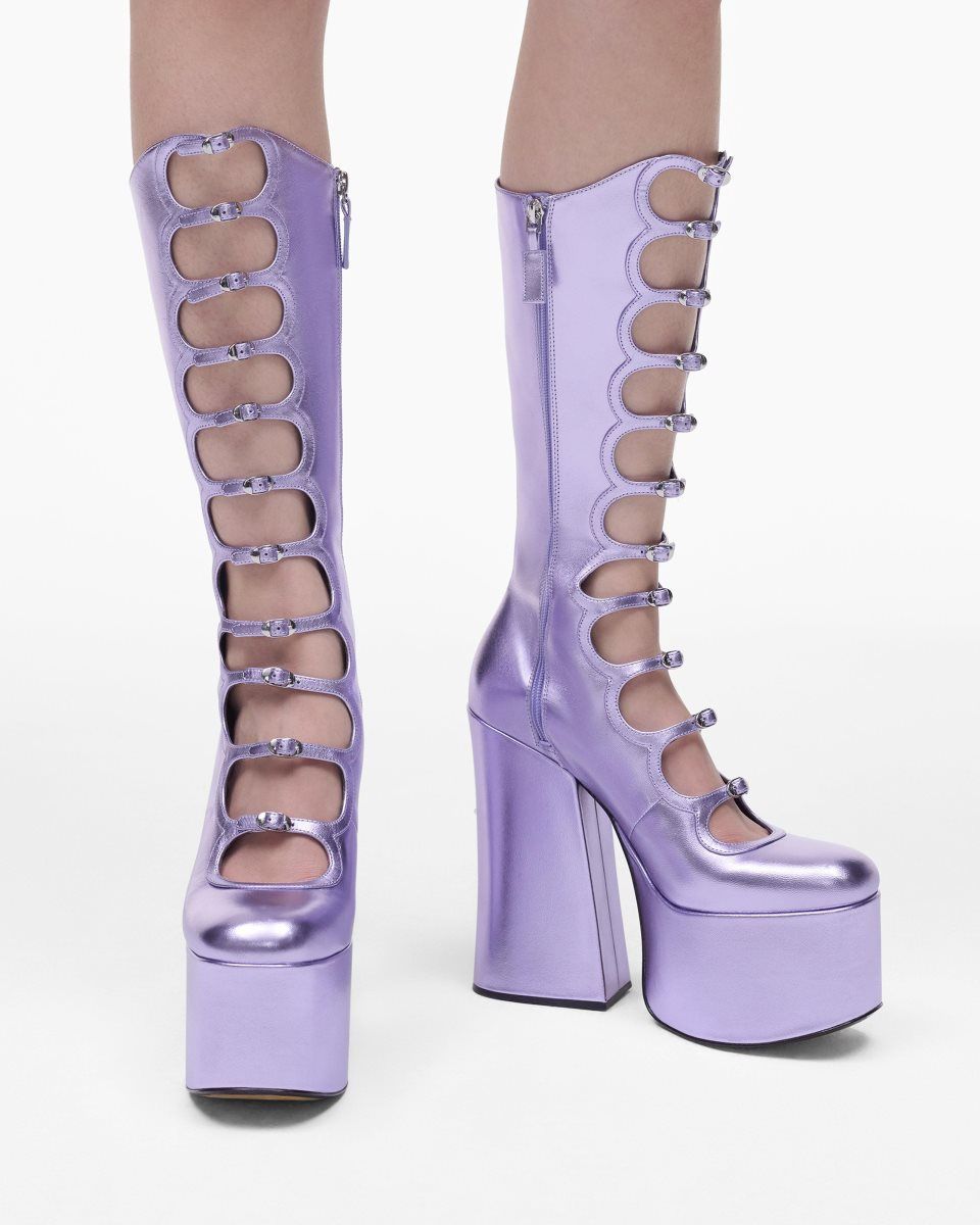 Marc Jacobs The Metallic Kiki Knee High Boot Purple | LTBJPS139