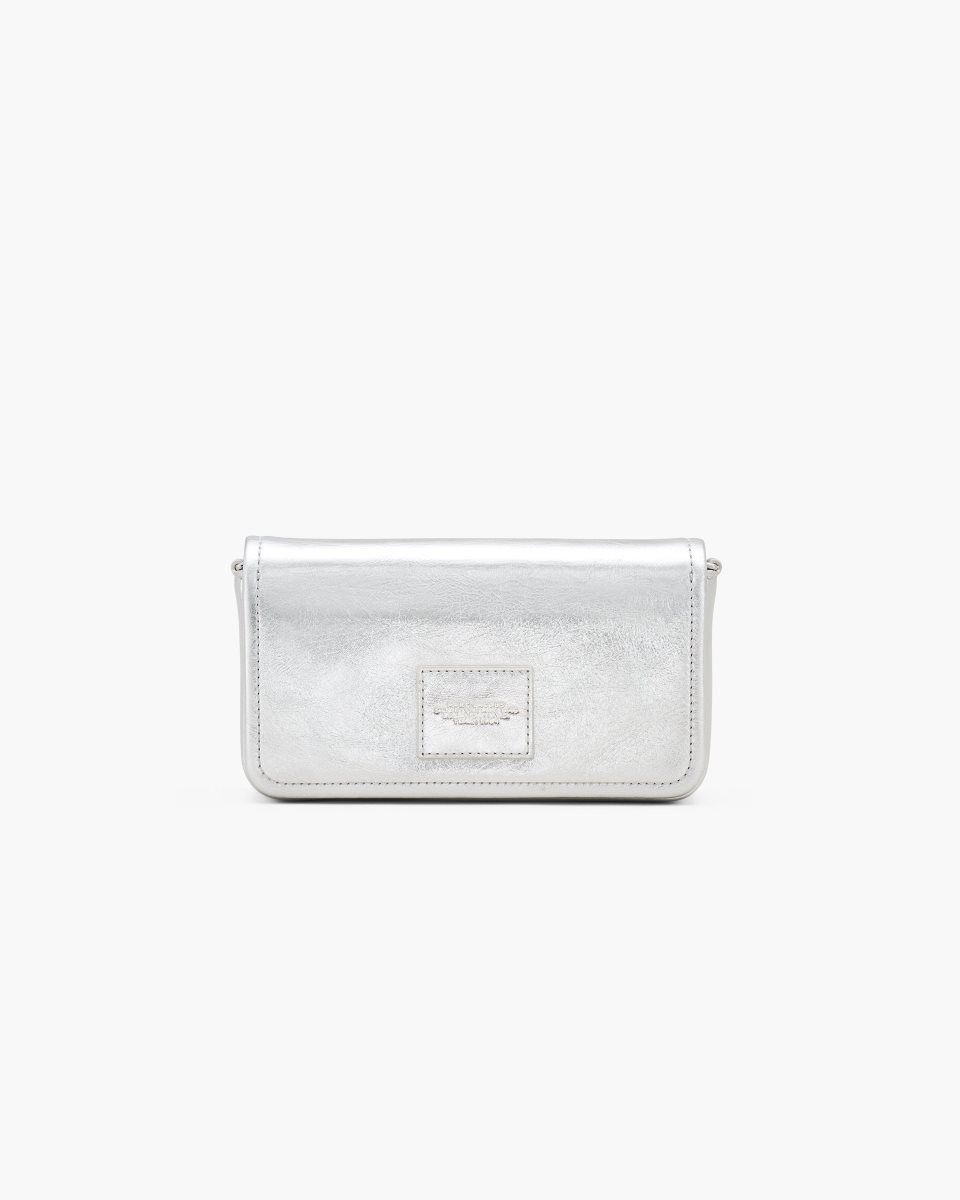 Marc Jacobs The Metallic Leather Chain Mini Bag Silver | VBMLKT024