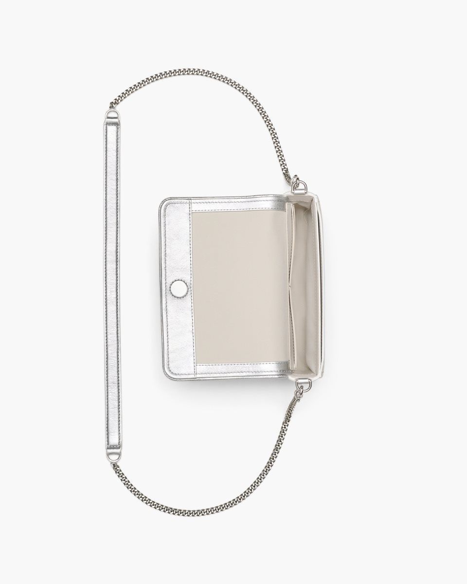 Marc Jacobs The Metallic Leather Chain Mini Bag Silver | VBMLKT024