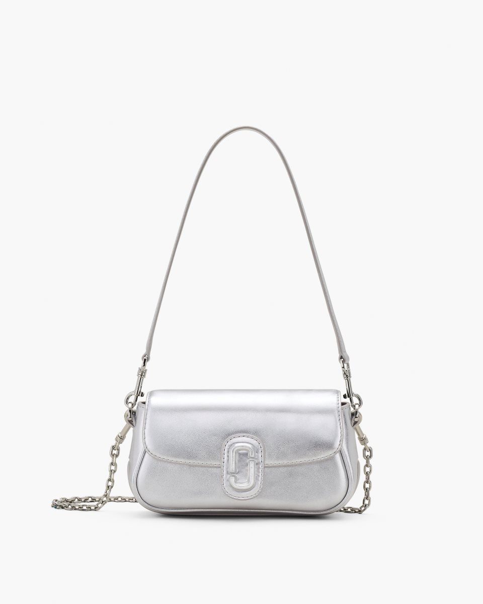 Marc Jacobs The Metallic Leather Clover Shoulder Bag Silver | GWFALI810