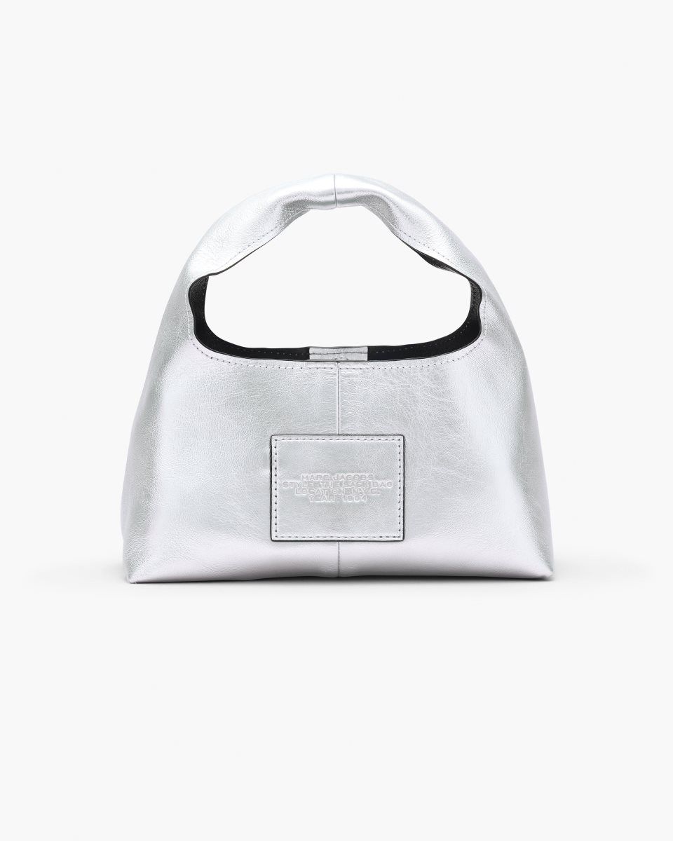 Marc Jacobs The Metallic Leather Mini Sack Bag Silver | MFRPEB690