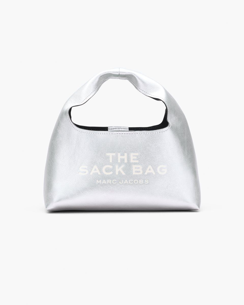 Marc Jacobs The Metallic Leather Mini Sack Bag Silver | MFRPEB690