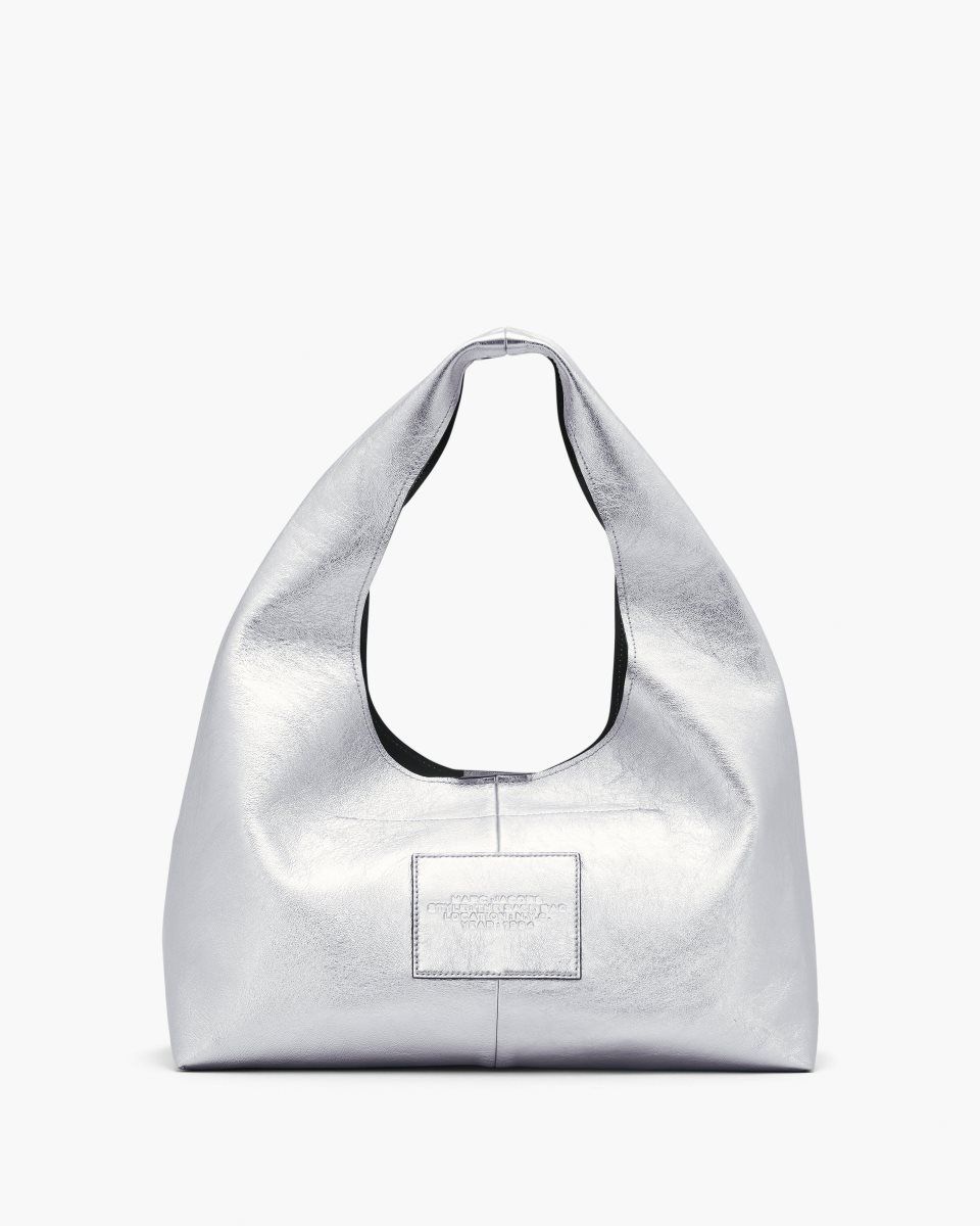 Marc Jacobs The Metallic Leather Sack Bag Silver | YOMKSZ531