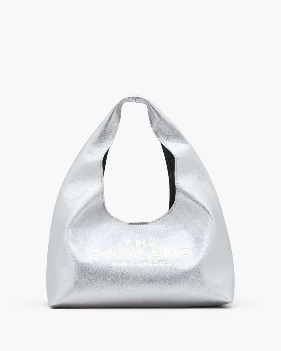 Marc Jacobs The Metallic Leather Sack Bag Silver | YOMKSZ531