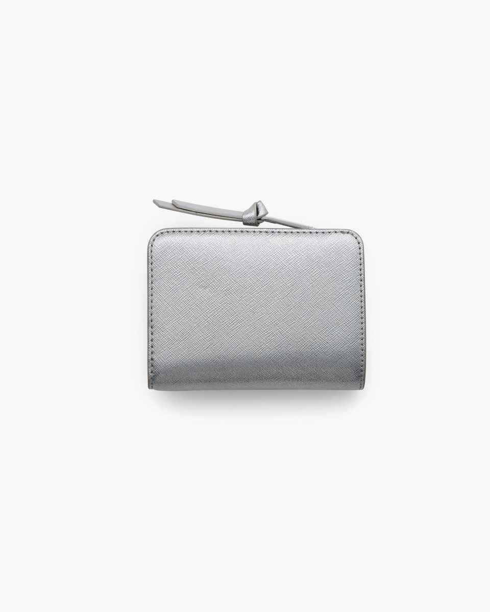 Marc Jacobs The Metallic Utility Snapshot Mini Compact Wallet Silver | NIKAES620