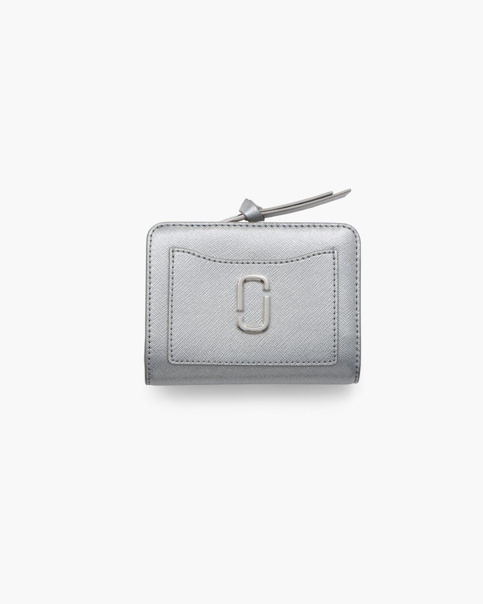 Marc Jacobs The Metallic Utility Snapshot Mini Compact Wallet Silver | NIKAES620