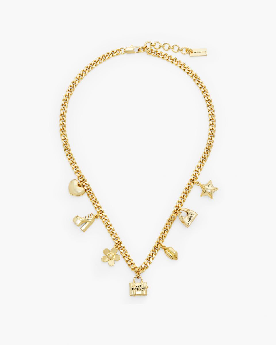 Marc Jacobs The Mini Icon Charm Necklace Light Gold | LEPFDM476