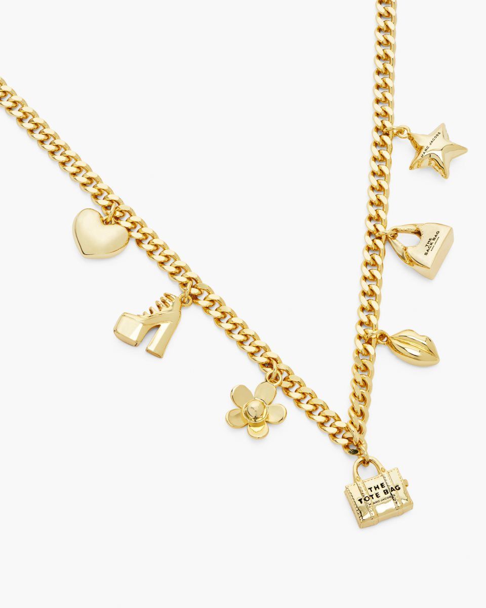 Marc Jacobs The Mini Icon Charm Necklace Light Gold | LEPFDM476