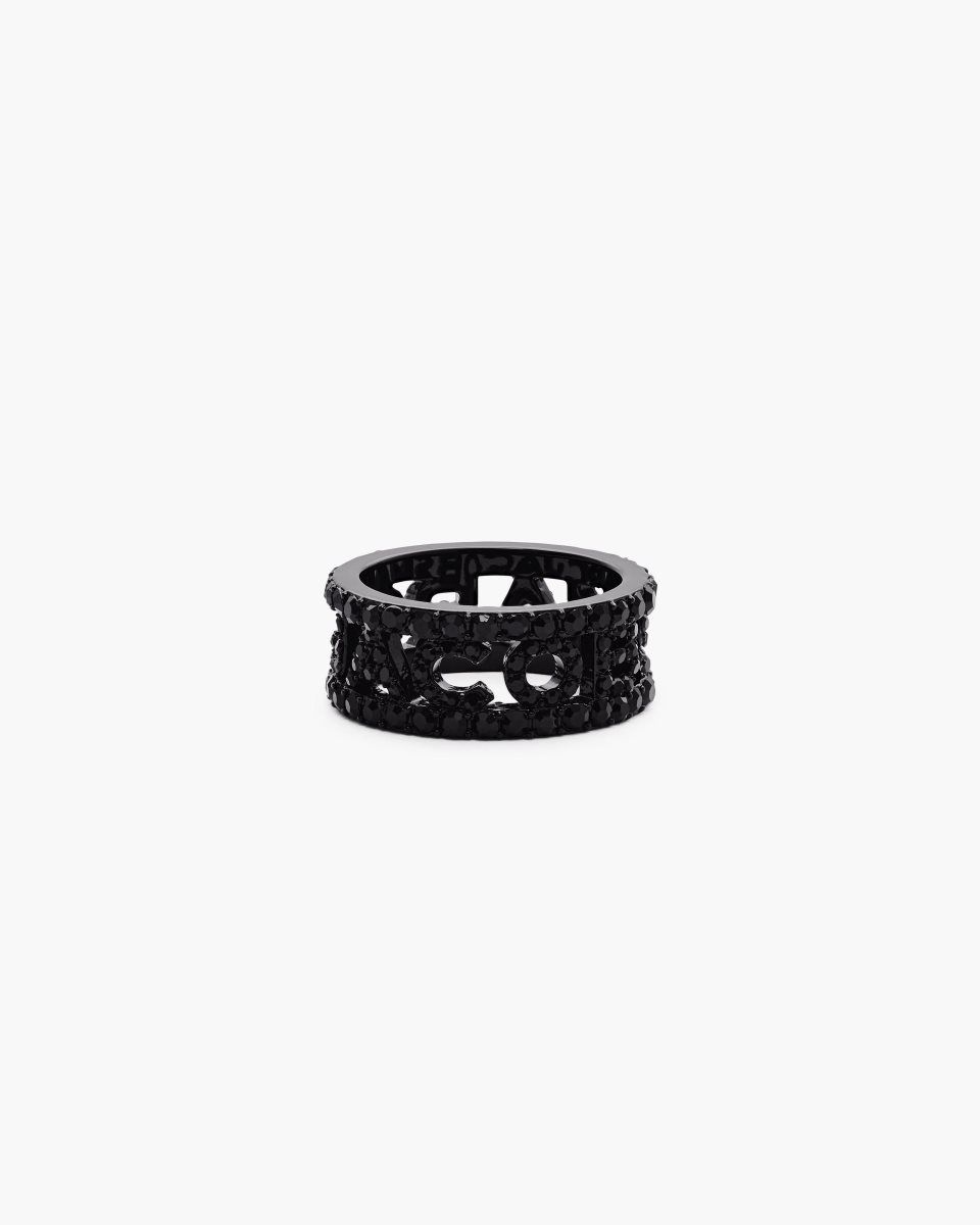 Marc Jacobs The Monogram Pave Ring Black / Black | QZPXHO689