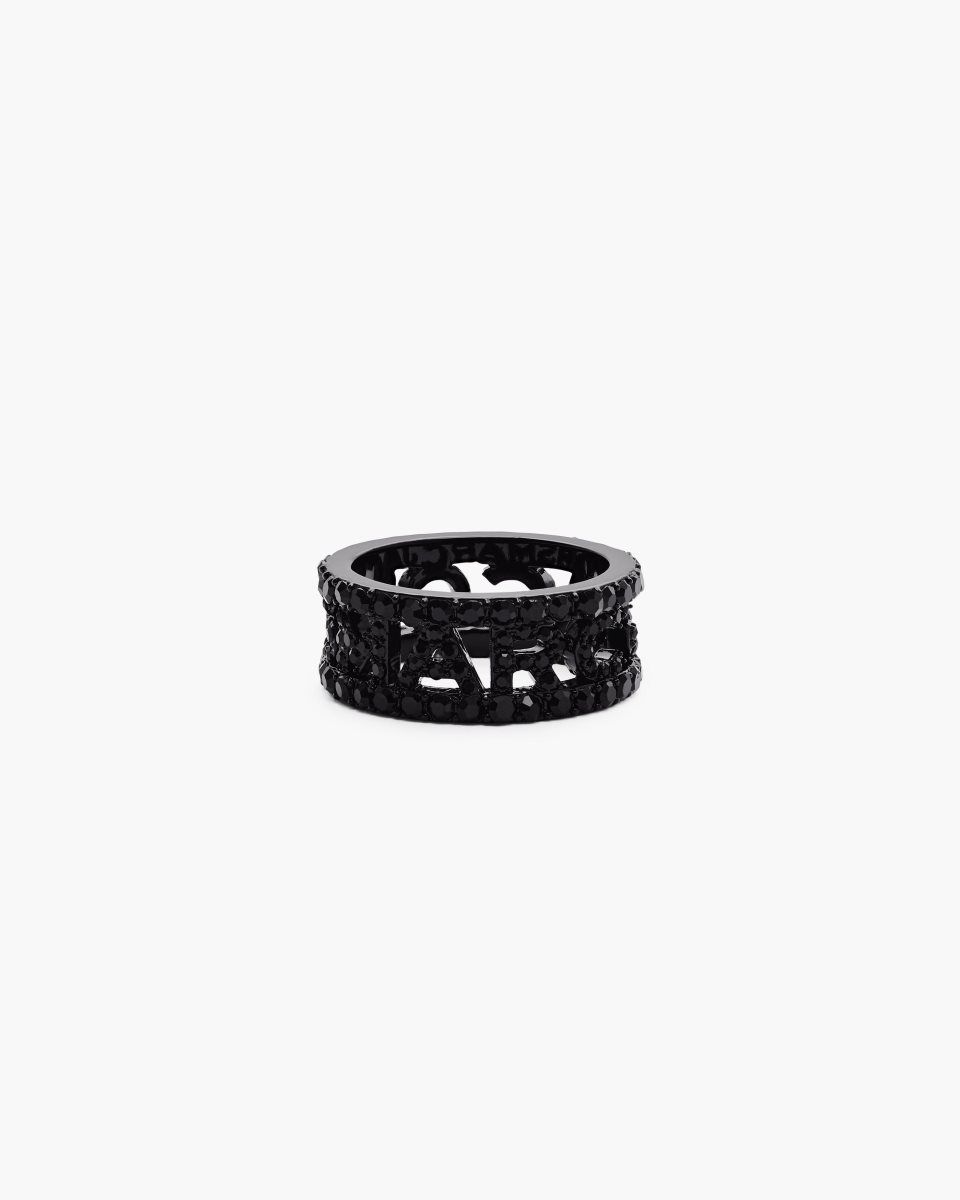 Marc Jacobs The Monogram Pave Ring Black / Black | QZPXHO689