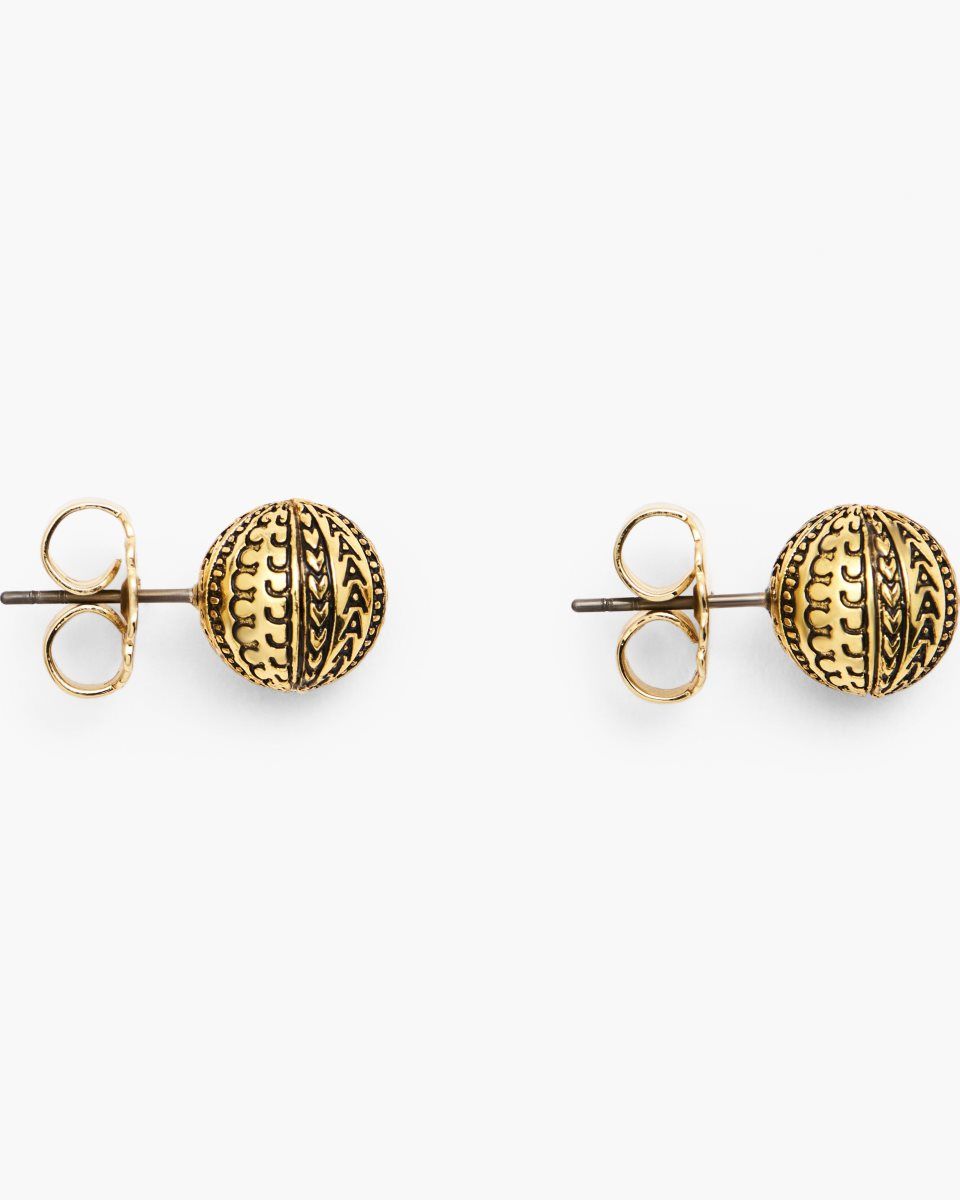 Marc Jacobs The Monogram Stud Earrings Light Gold | FDTHIW425