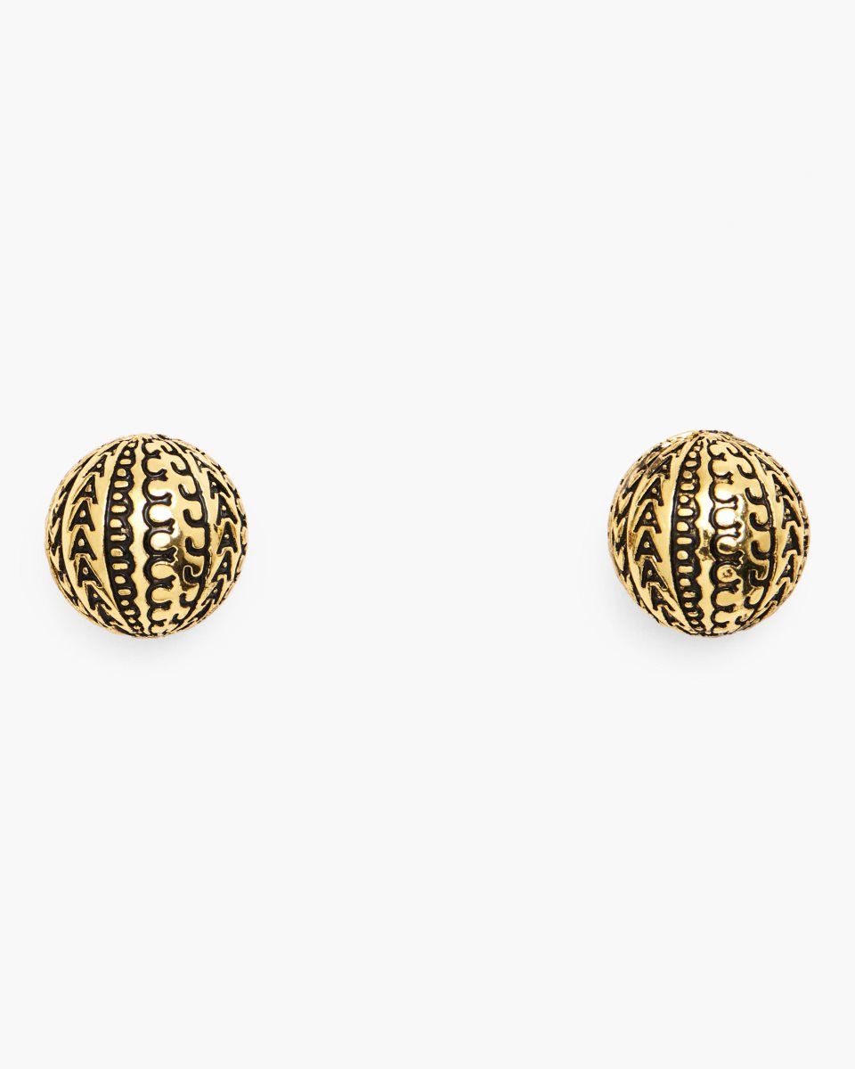 Marc Jacobs The Monogram Stud Earrings Light Gold | FDTHIW425