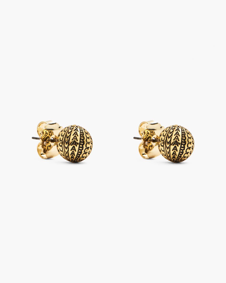 Marc Jacobs The Monogram Stud Earrings Light Gold | FDTHIW425