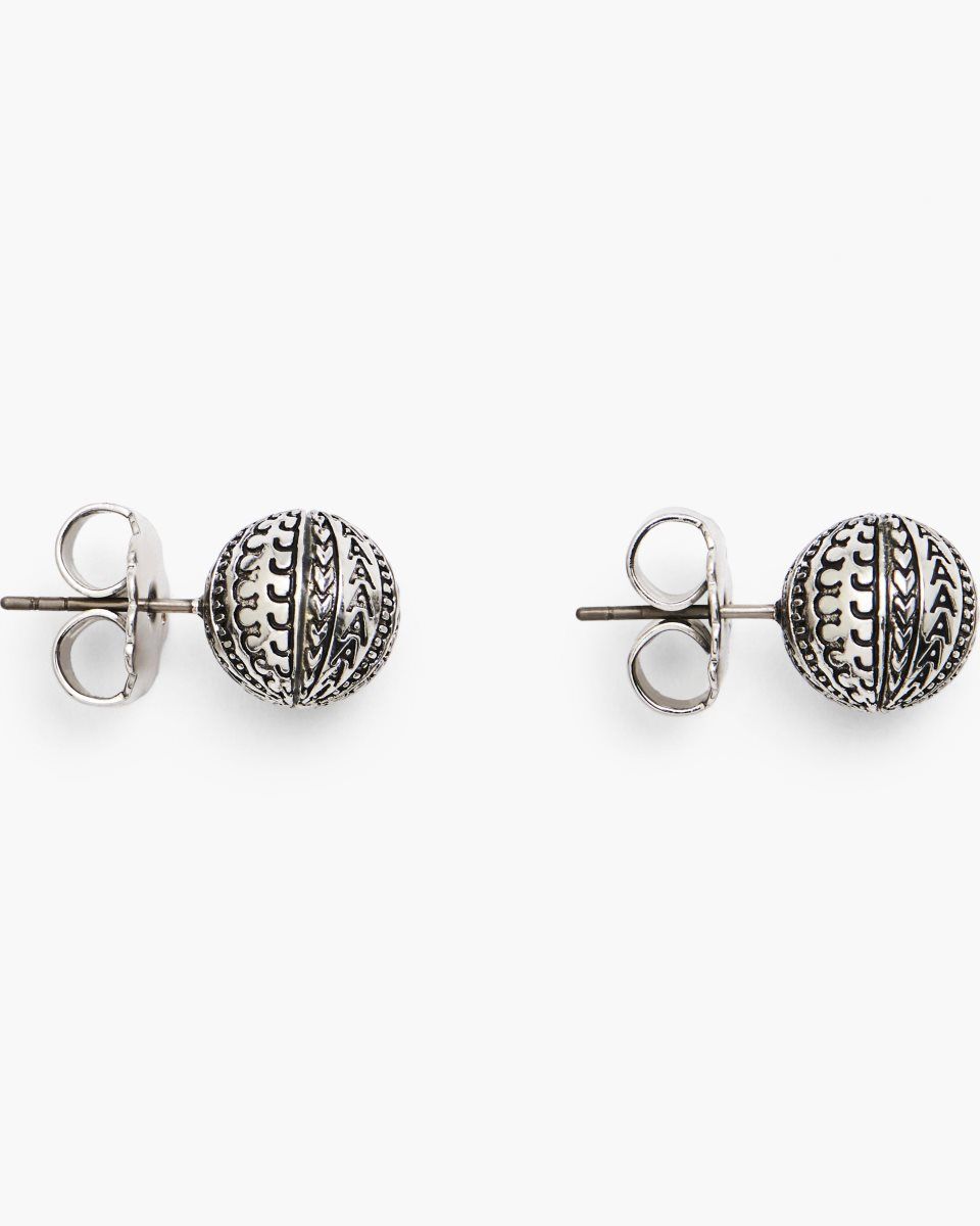 Marc Jacobs The Monogram Stud Earrings Light Silver | VRPHNW386