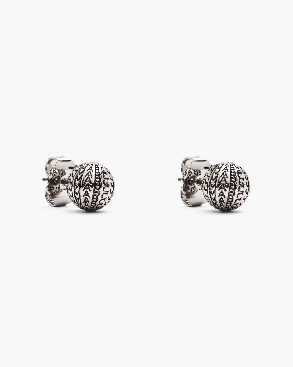 Marc Jacobs The Monogram Stud Earrings Light Silver | VRPHNW386