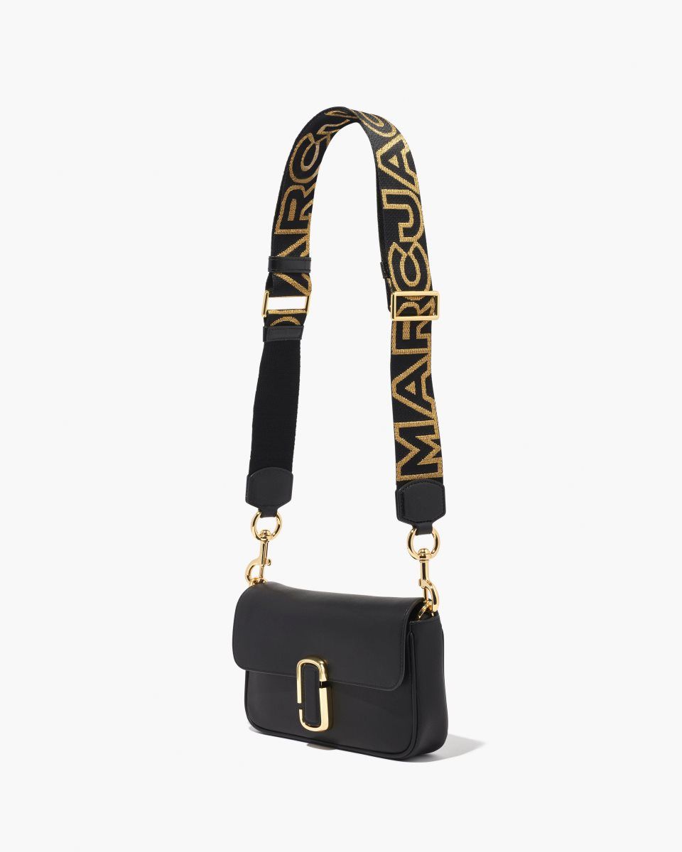 Marc Jacobs The Outline Logo Webbing Strap Black / Gold | KWGCRL205