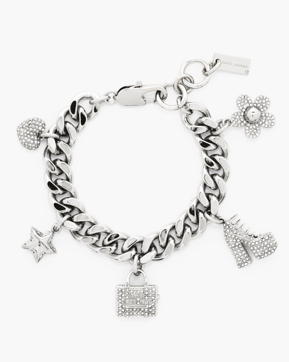 Marc Jacobs The Pave Mini Icon Charm Bracelet Silver | ZFQSIU042