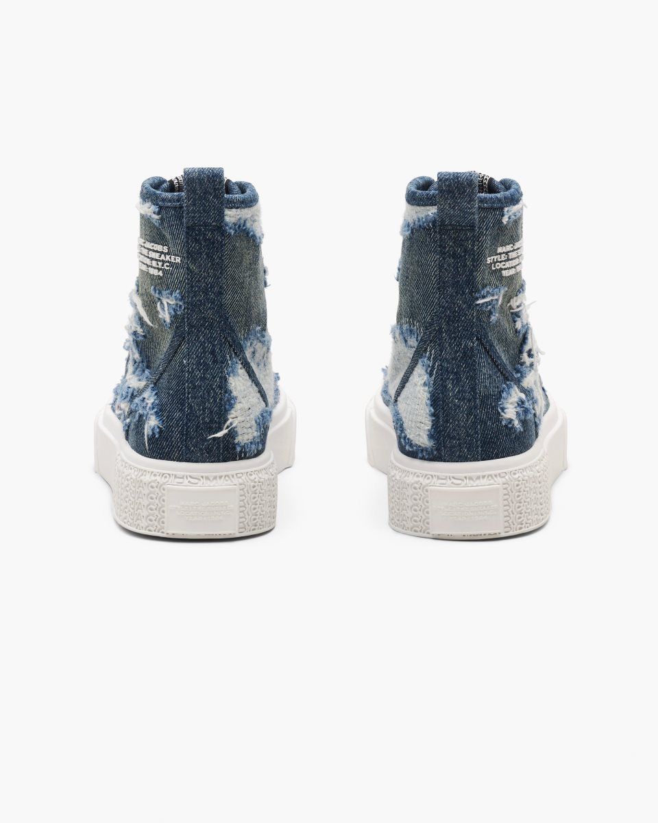 Marc Jacobs The Rip And Repair Denim High Top Sneaker Indigo | RYMIAE508